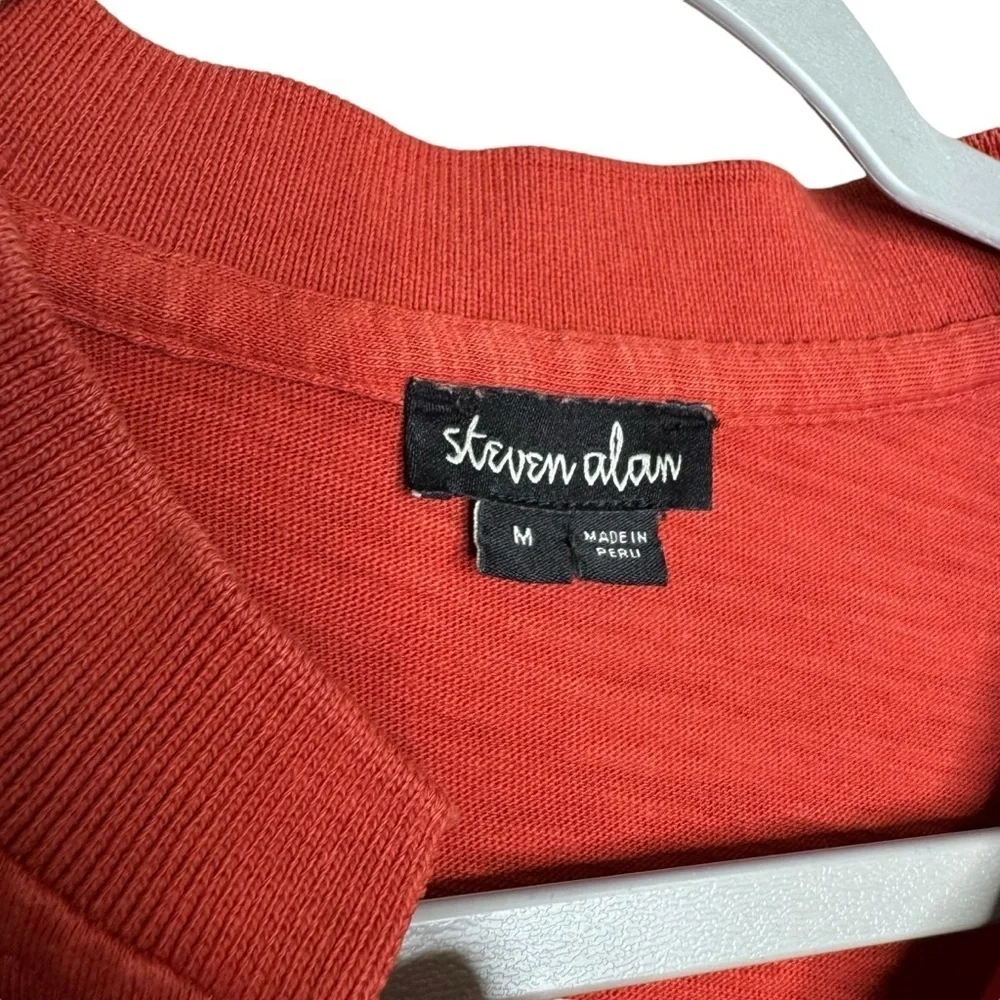 Steven Alan Vintage Slub Cotton Mock Polo-Faded Rust Orange (Size M)